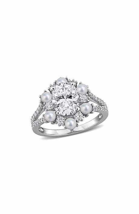 Cultured Freshwater Pearl and Cubic Zirconia Statement Ring