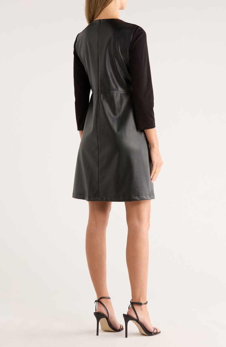 Eliza J Faux Leather Minidress, Alternate, color, Black