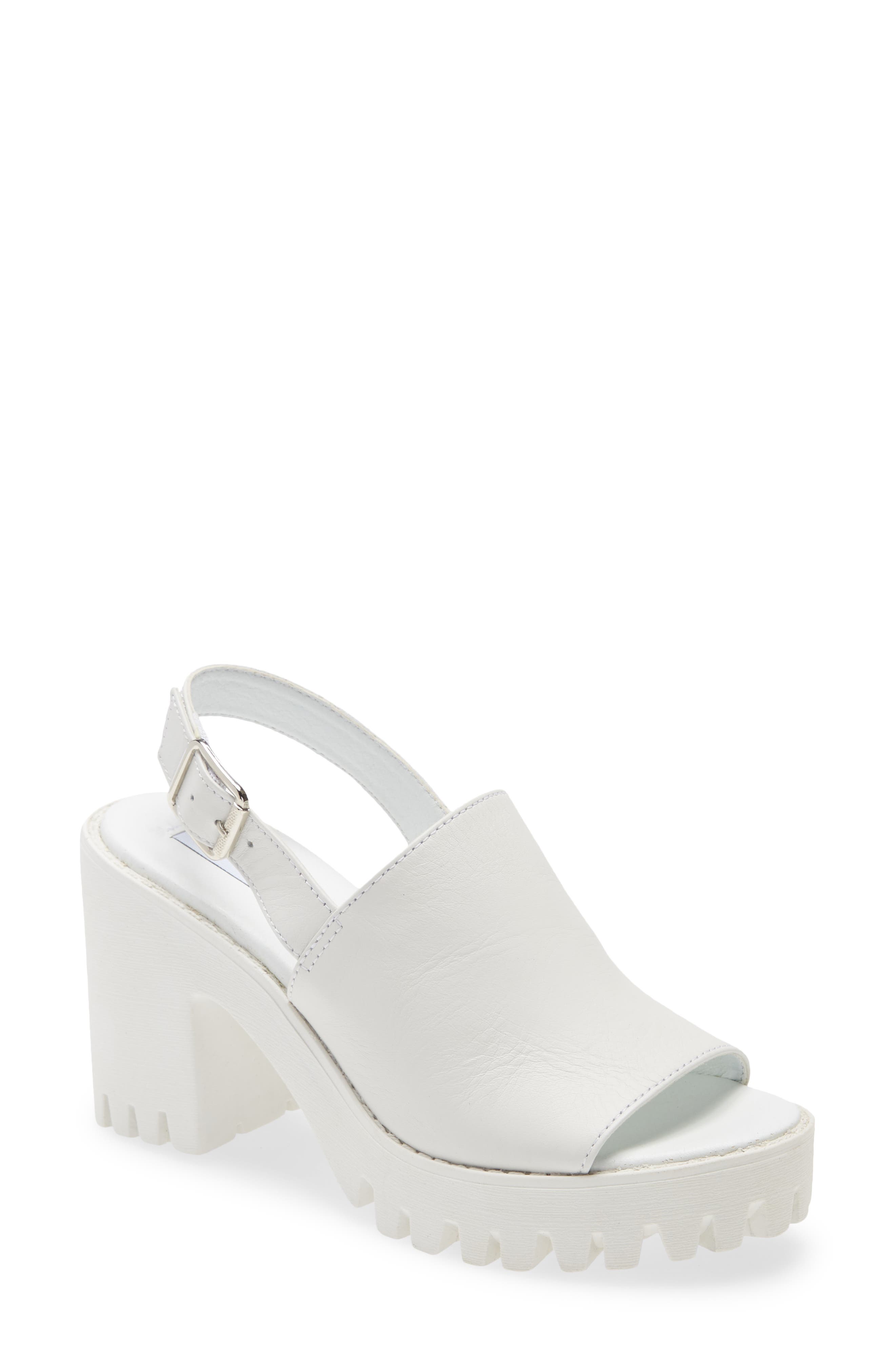 Sunnyside Block Heel Slingback Sandal, Main, color, WHITE LEATHER