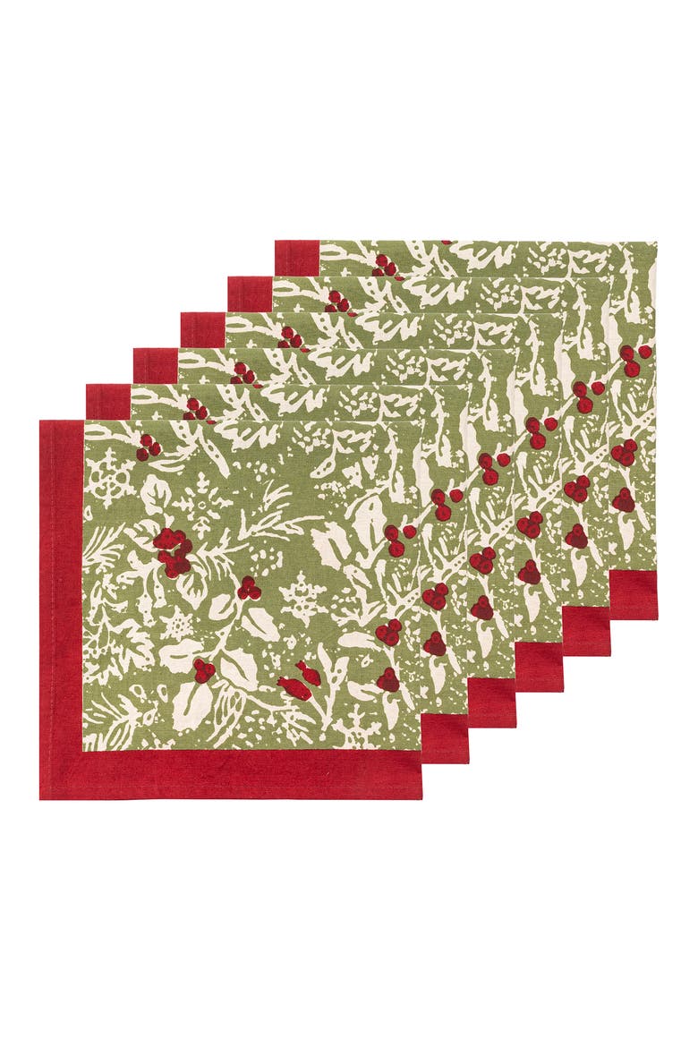 Baies de houx Napkins, Main, color, Red/Green 19" x 19"