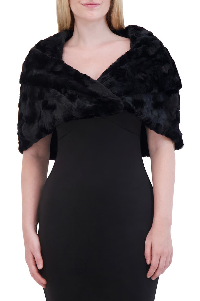 Furbie Faux Fur Capelet, Main, color, BLACK