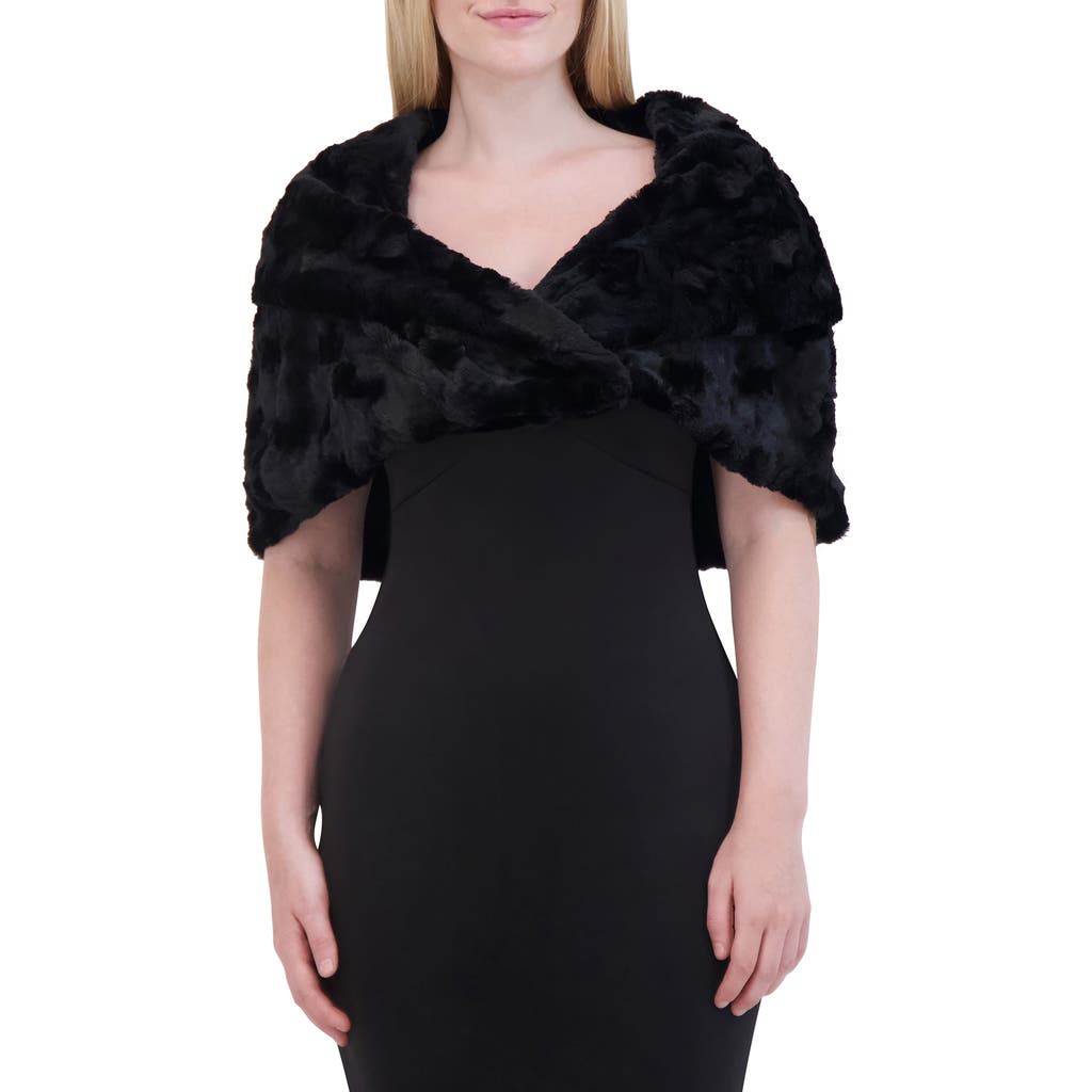 Eliza J Furbie Faux Fur Capelet in Black at Nordstrom, Size Medium