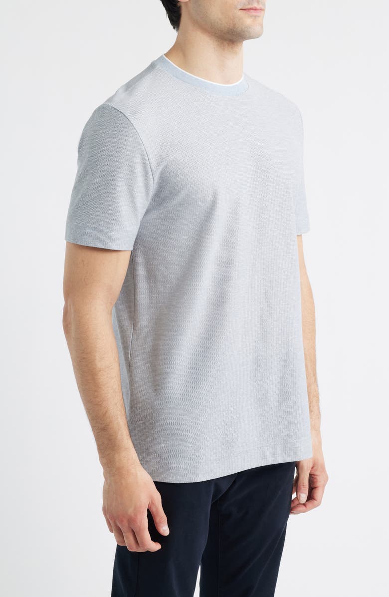 BOSS Tesar Tipped Textured Cotton & Silk T-Shirt, Alternate, color, Open Blue