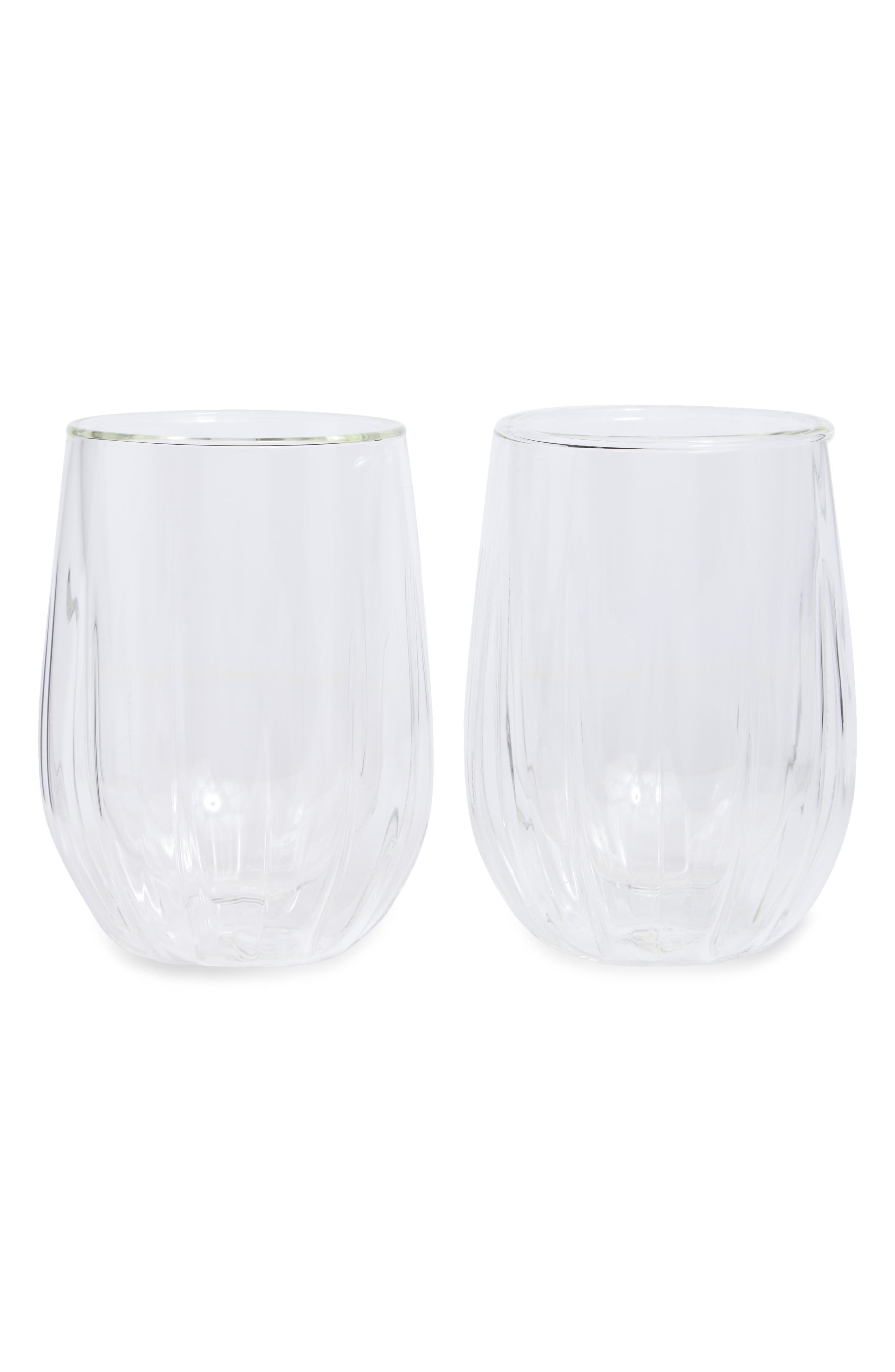 Double Walled Set of 2 Stemless Wine Glasses