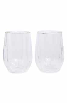 Double Walled Set of 2 Stemless Wine Glasses