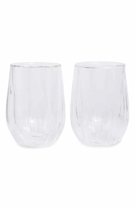 Double Walled Set of 2 Stemless Wine Glasses