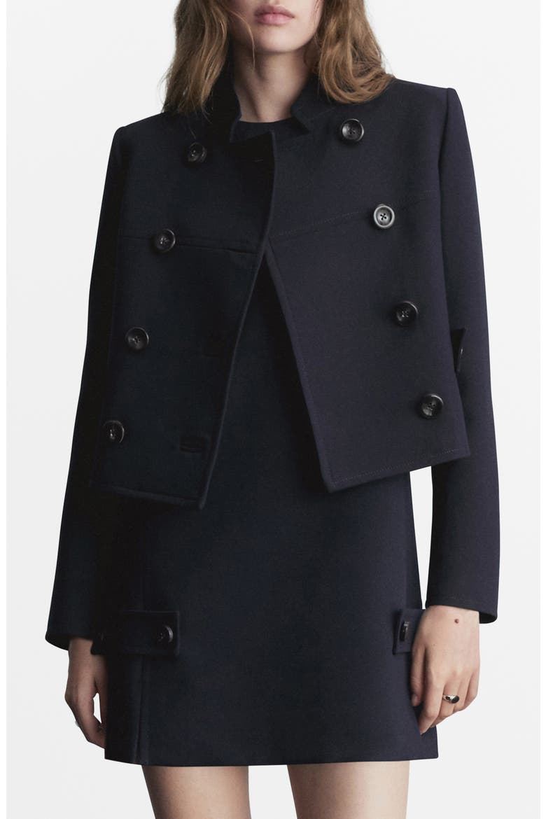 Double Breasted Crop Jacket, Main, color, DARK NAVY