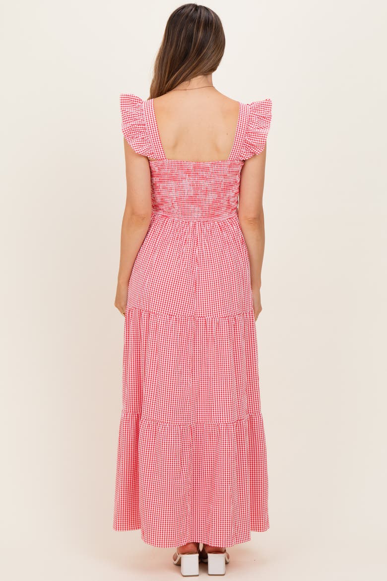 Gingham Ruffle Strap Smocked Maxi Dress, Alternate, color, Red