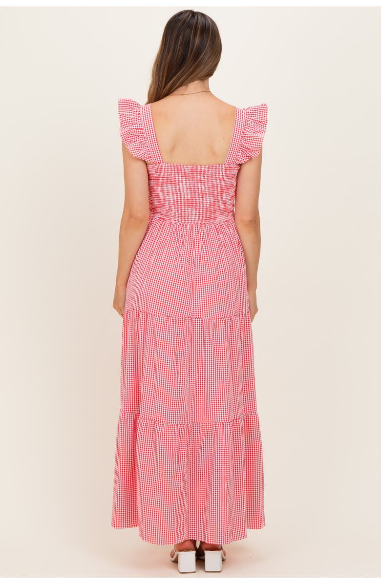 PinkBlush Gingham Ruffle Strap Smocked Maxi Dress, Alternate, color, Red