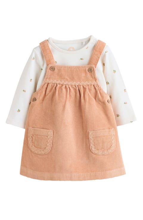 Kids' Corduroy Pinafore Dress & Bodysuit Set