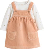NEXT Kids' Corduroy Pinafore Dress & Bodysuit Set