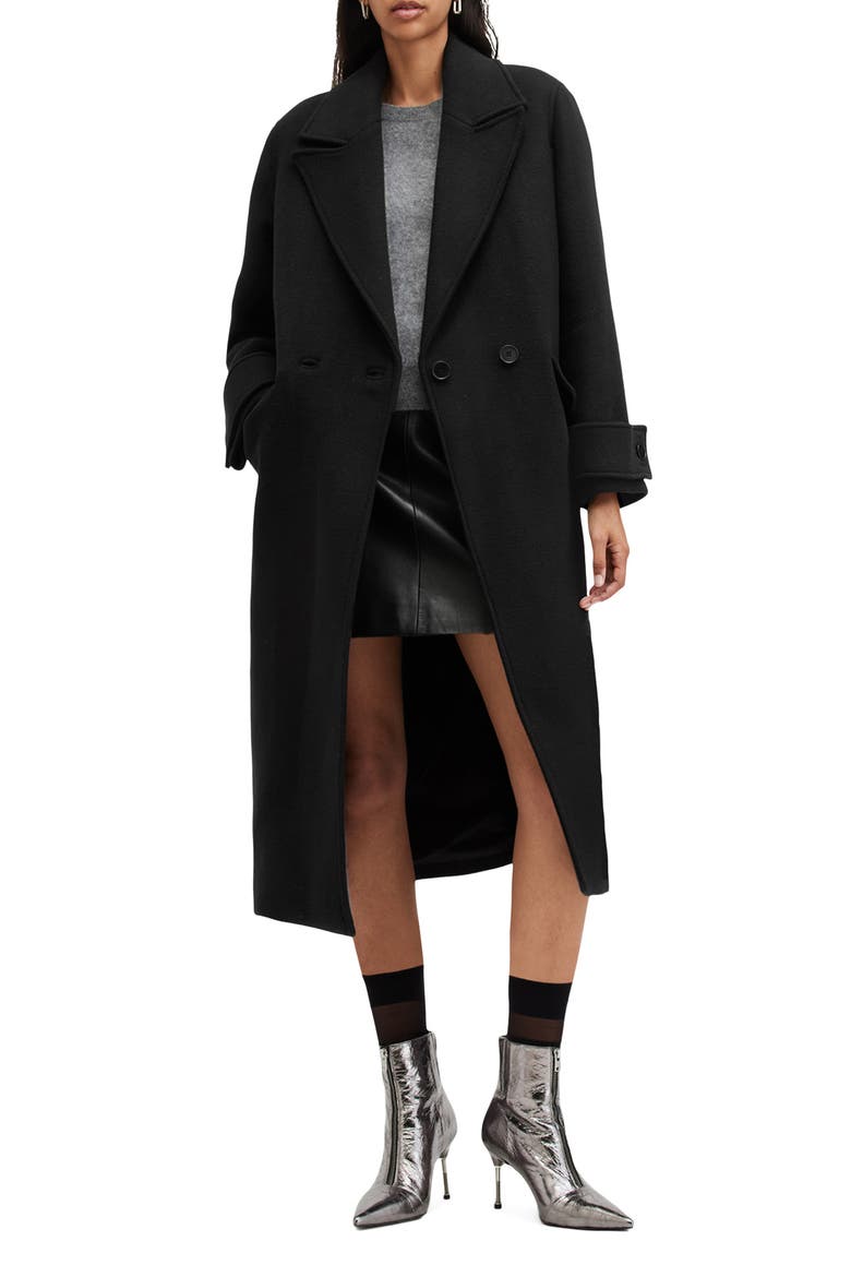 Mabel Double Breasted Coat, Main, color, BLACK