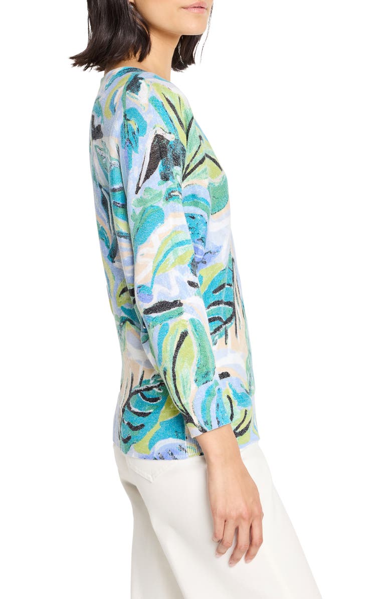 NIC+ZOE Island Beat Print V-Neck Sweater, Alternate, color, Blue Multi