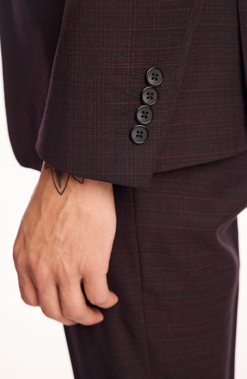 Paisley & Gray Ashton Slim Fit Burgundy Grid Blazer In Purple