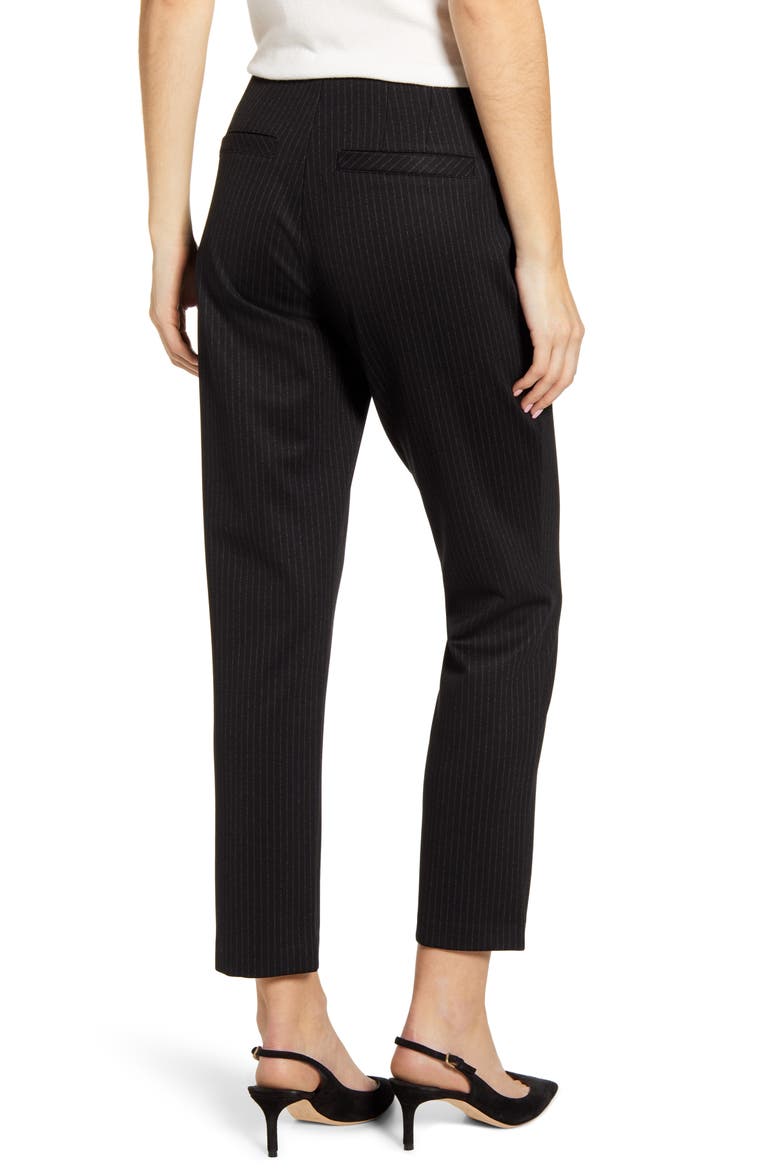 Ab-Solution High Waist Pinstripe Ponte Trousers (Nordstrom Exclusive), Alternate, color, BKW - BLACK/WHITE