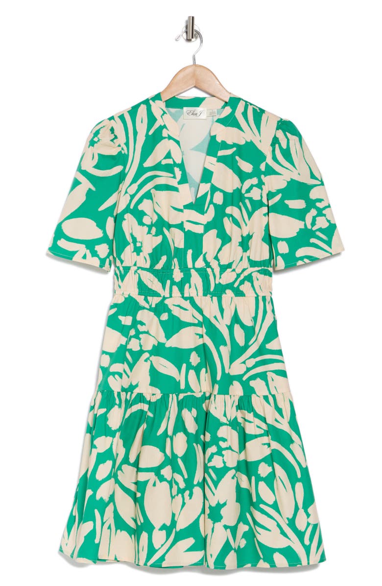 Eliza J Short Sleeve Cotton Fit & Flare Dress, Alternate, color, 