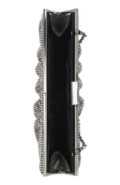 Jessica Mcclintock Simona Rhinestone Mesh Clutch In Gunmetal