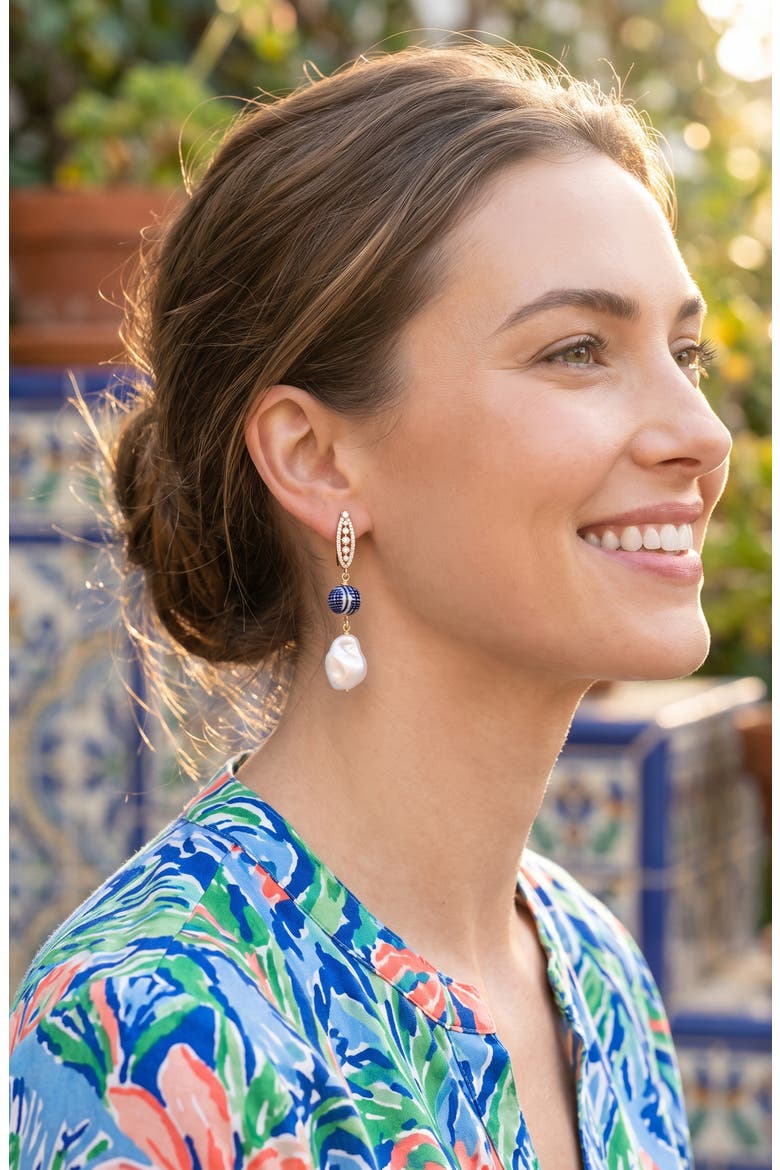 Viviana Imitation Pearl Drop Earrings, Alternate, color, GOLD