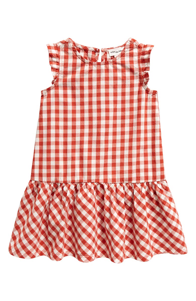 MILES THE LABEL Kids' Brick Gingham Organic Cotton Poplin Dress, Main, color, 