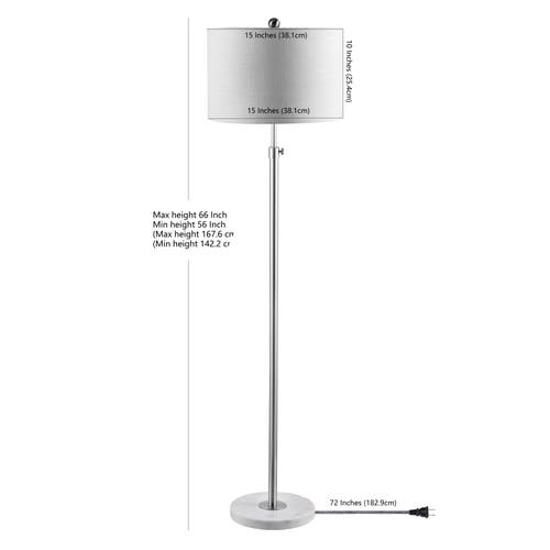 Jonathan Y June 65" Adjustable Metal/marble Led Floor Lamp In Chrome