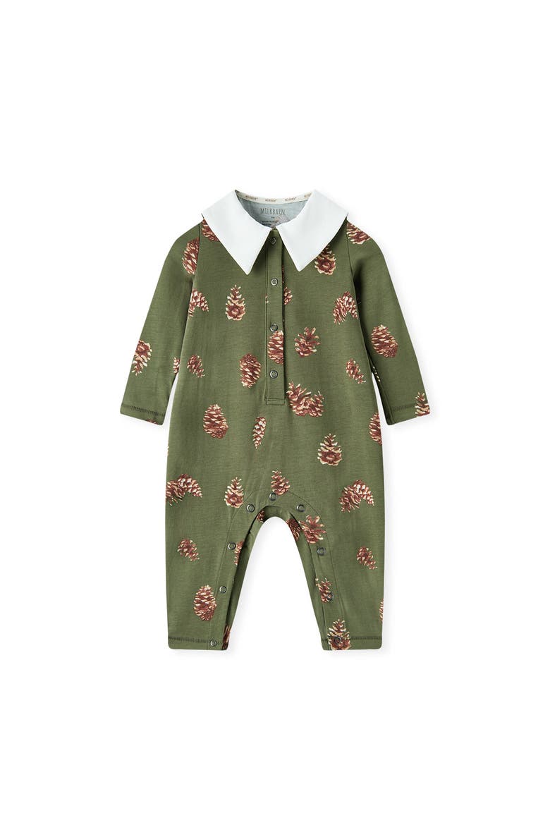 Cotton Stretch Collar Long Sleeve Jumpsuit, Main, color, Pinecone