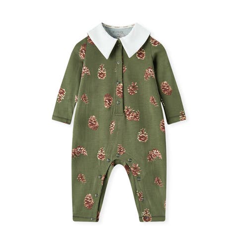Cotton Stretch Collar Long Sleeve Jumpsuit (Baby)