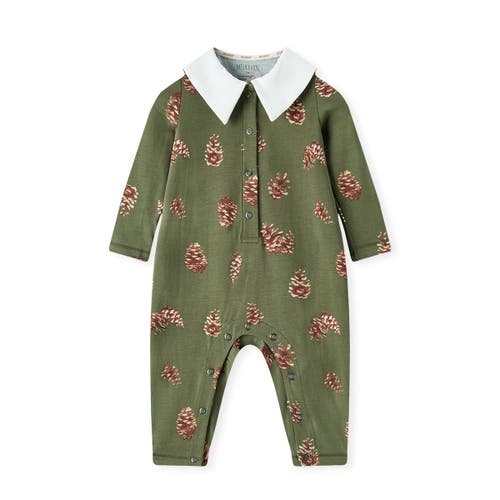 Milkbarn Cotton Stretch Collar Long Sleeve Jumpsuit In Brown