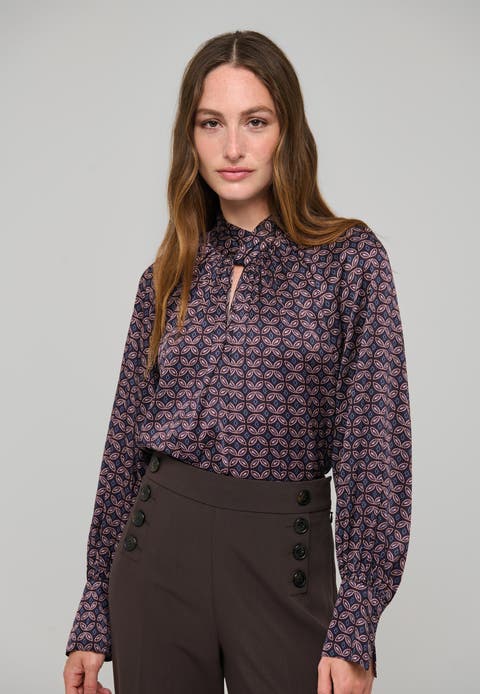Madelainedea Silk Tie Neck Blouse
