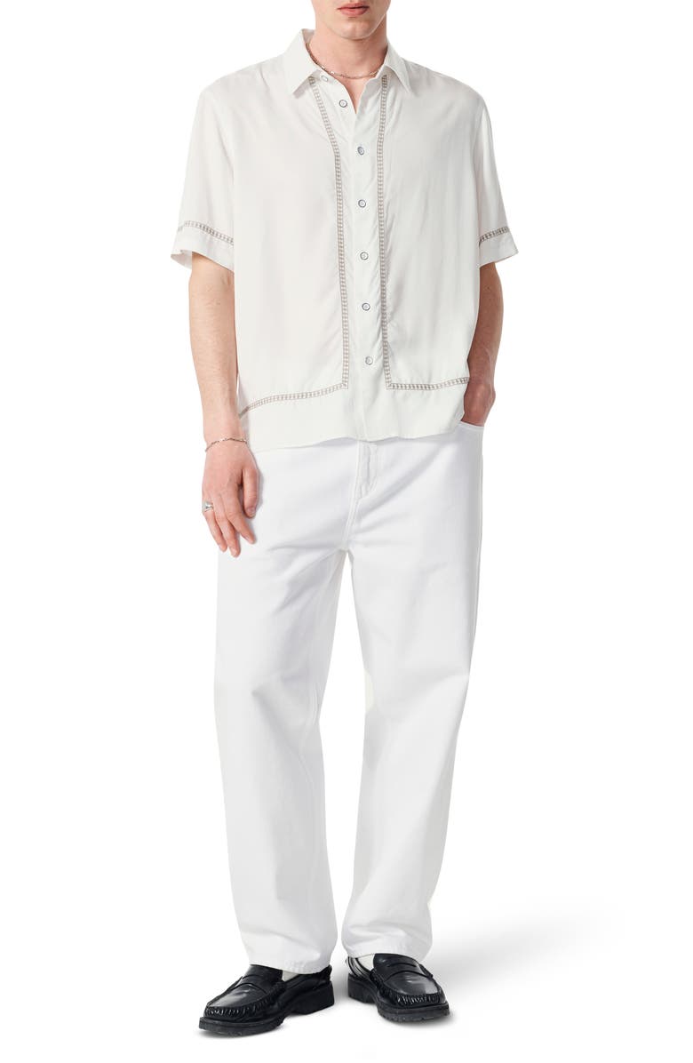rag & bone Dalton Embroidered Short Sleeve Button-Up Shirt, Alternate, color, White