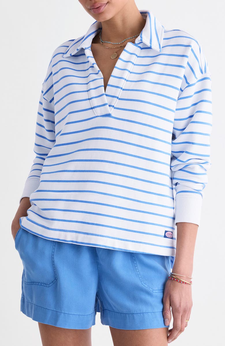 vineyard vines Cam Polo Sweatshirt, Main, color, Breaker Blue Stripe