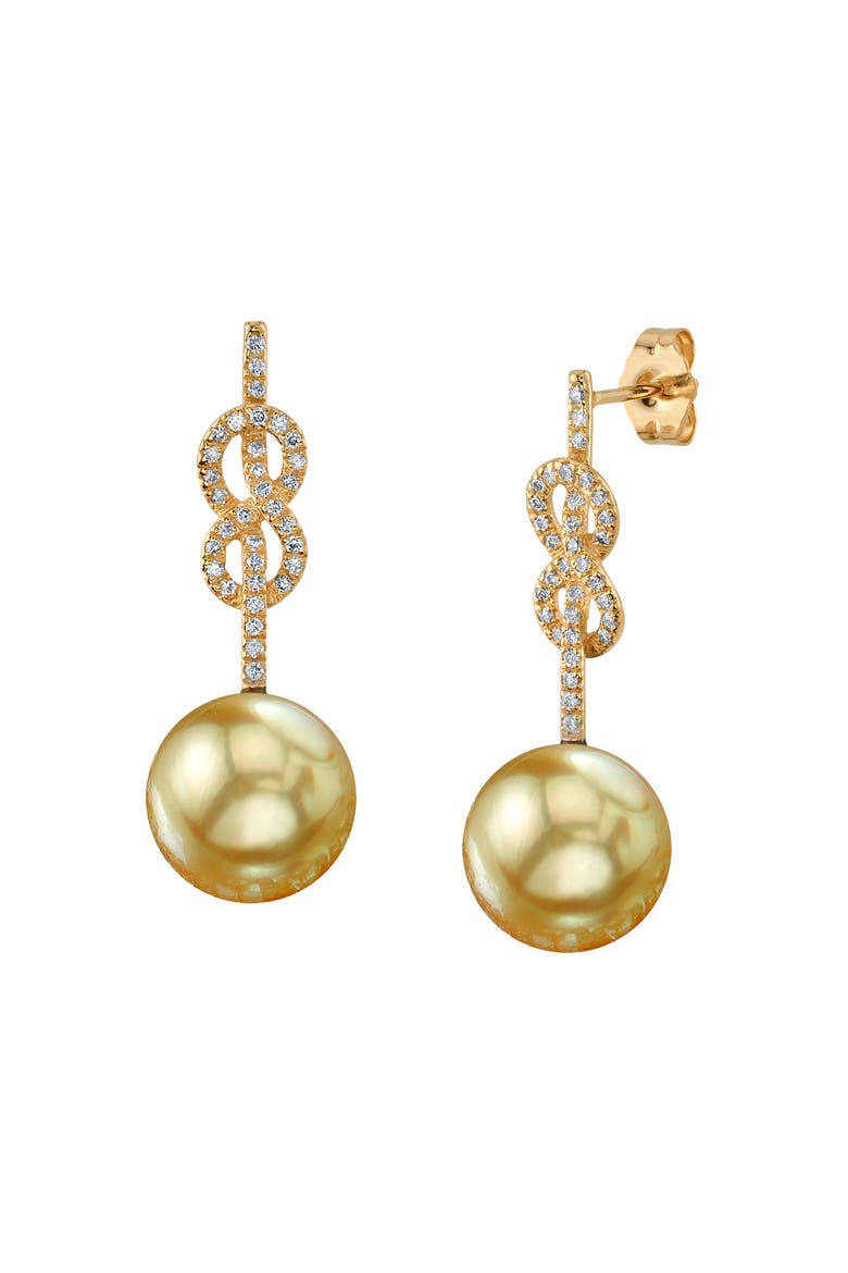 Golden South Sea Pearl & Diamond Levana Infinity Earrings, Main, color, Yellow Gold