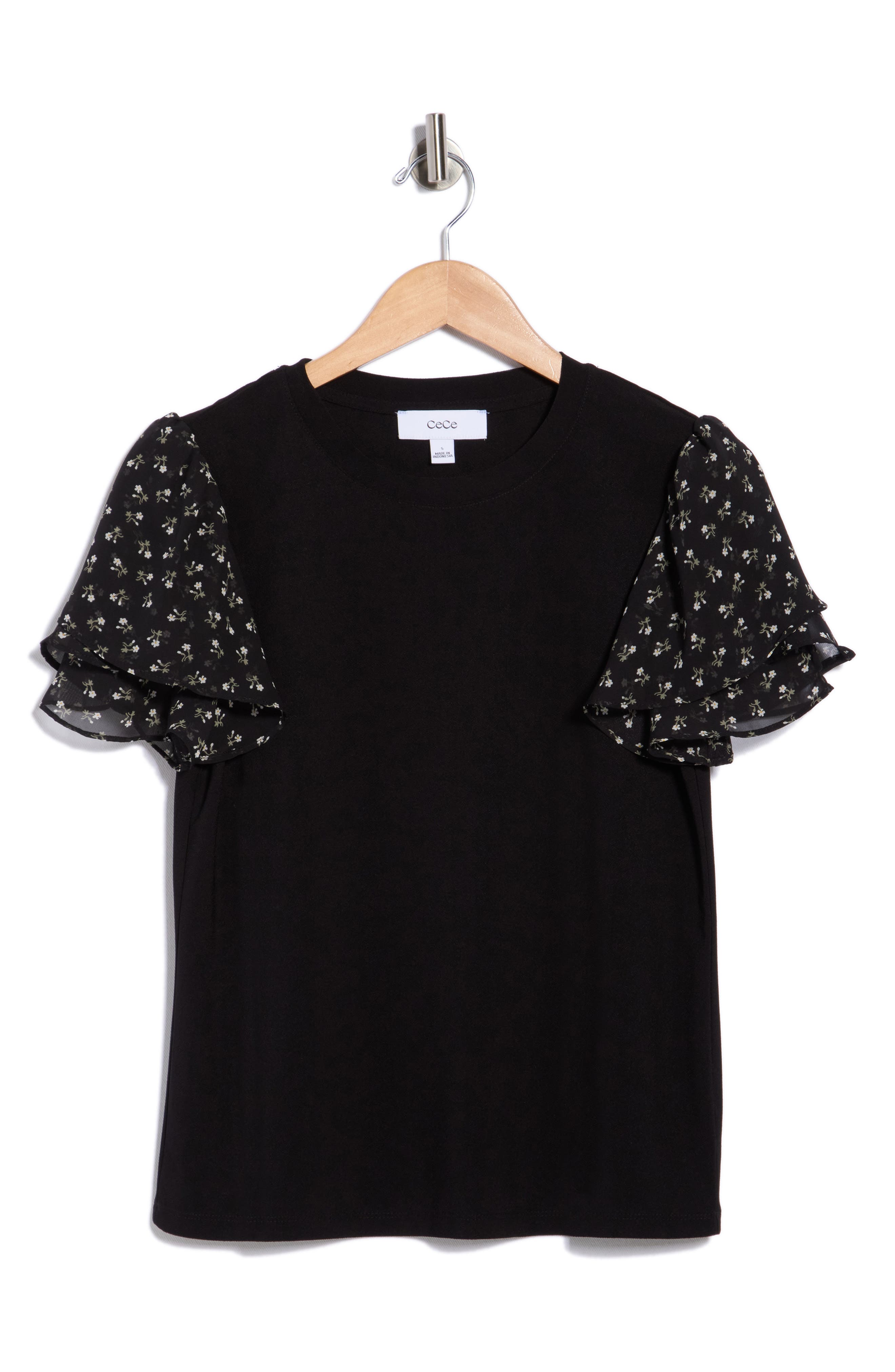 CeCe Floral Flutter Sleeve Top