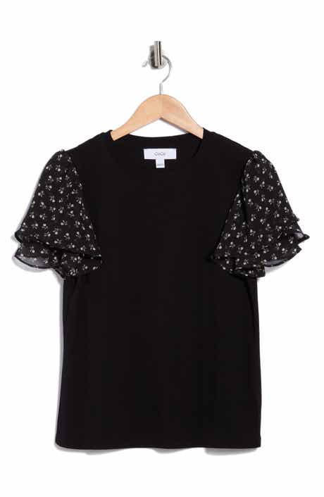 CeCe Floral Flutter Sleeve Top