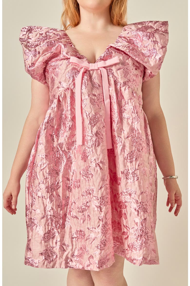 Floral Jacquard Babydoll Minidress, Alternate, color, PINK