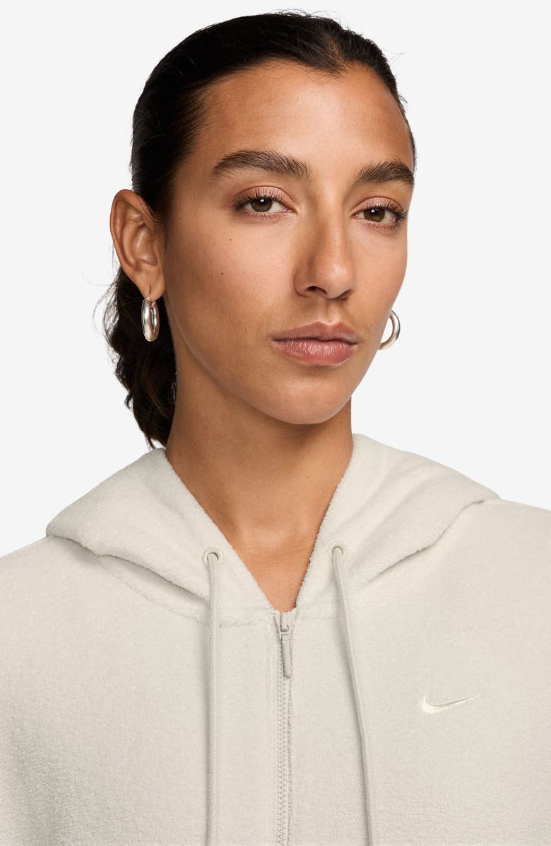 Nike Phoenix Oversize Plush Fleece Full Zip Hoodie, Alternate, color, Light Orewood Brown/ Sail