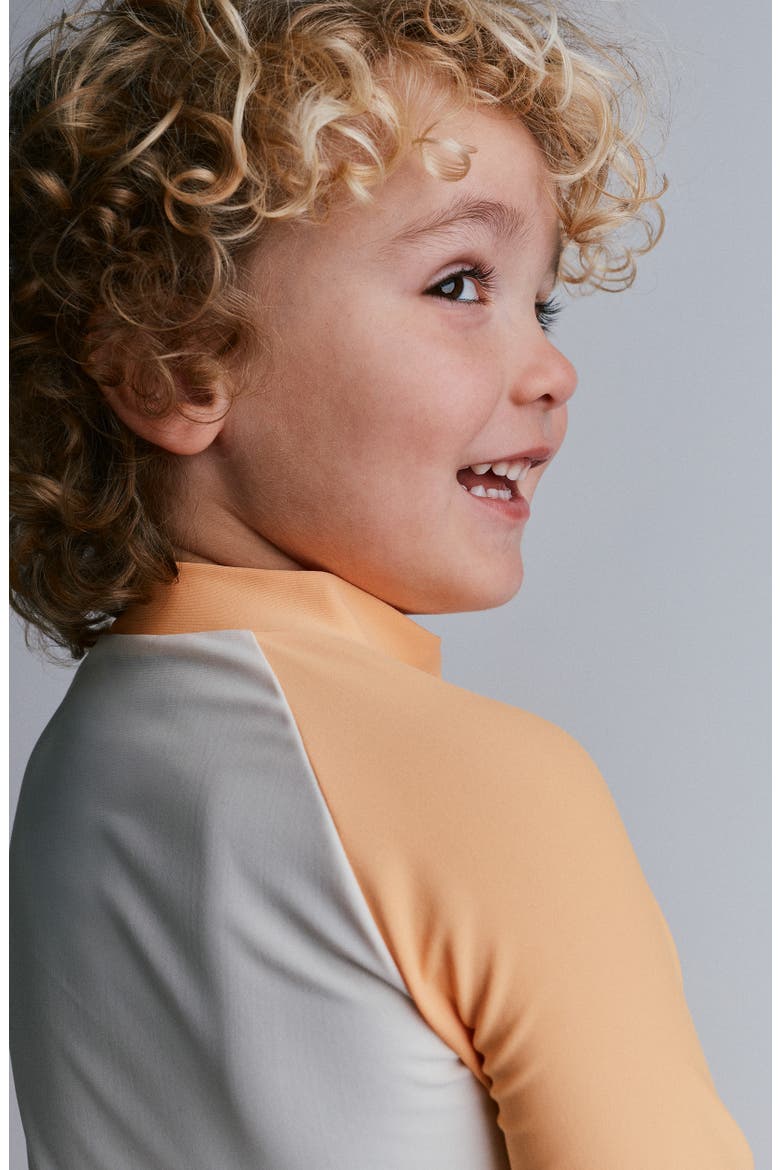 Kids' Colorblock Raglan Sleeve Rashguard, Alternate, color, DREAMSICLE
