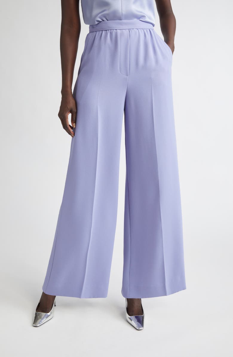 ST. JOHN Satin Back Crepe Wide Leg Pants, Main, color, Iris