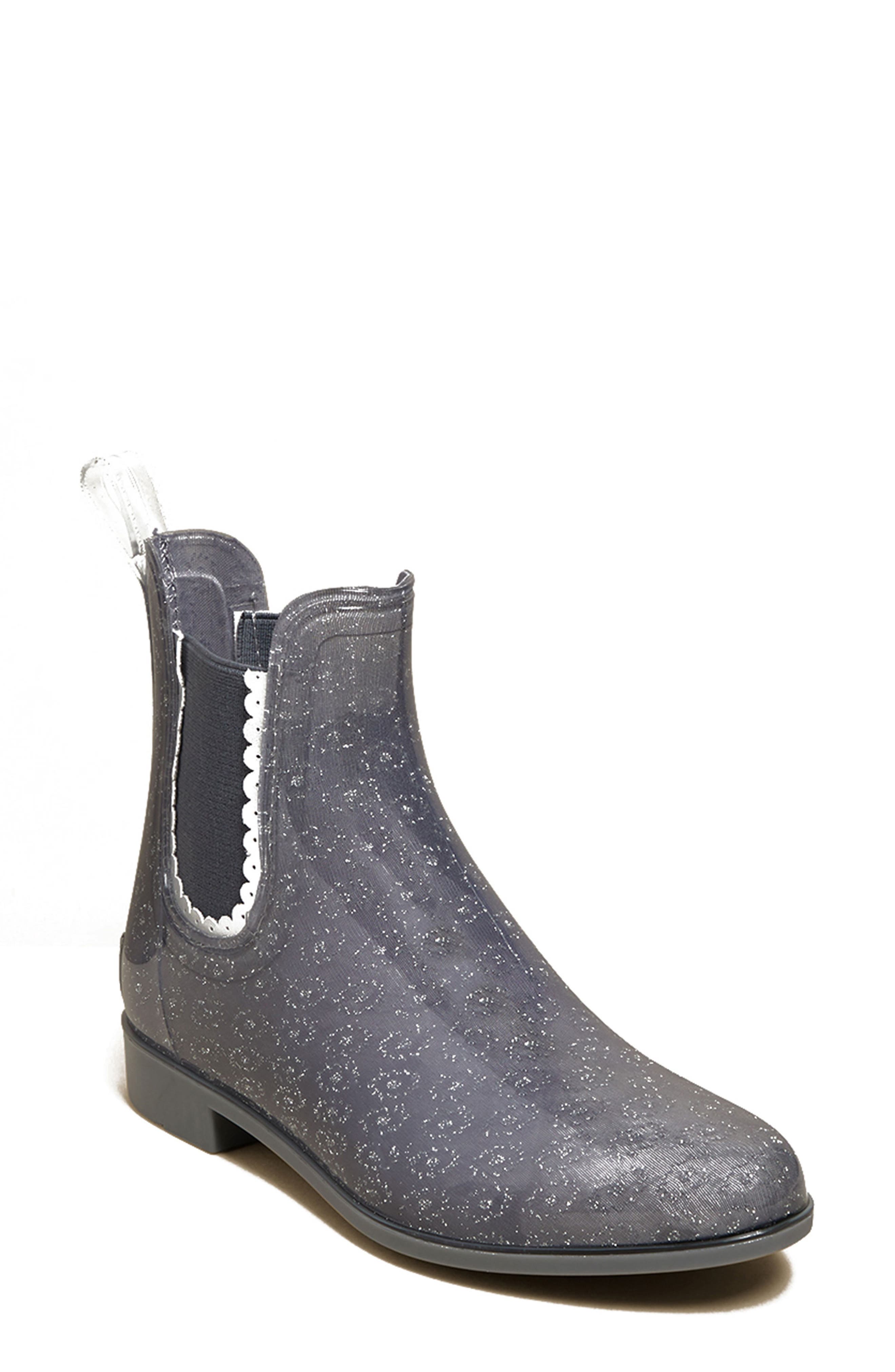 Sallie Chelsea Waterproof Rain Waterproof Bootie, Main, color, DARK GREY RUBBER