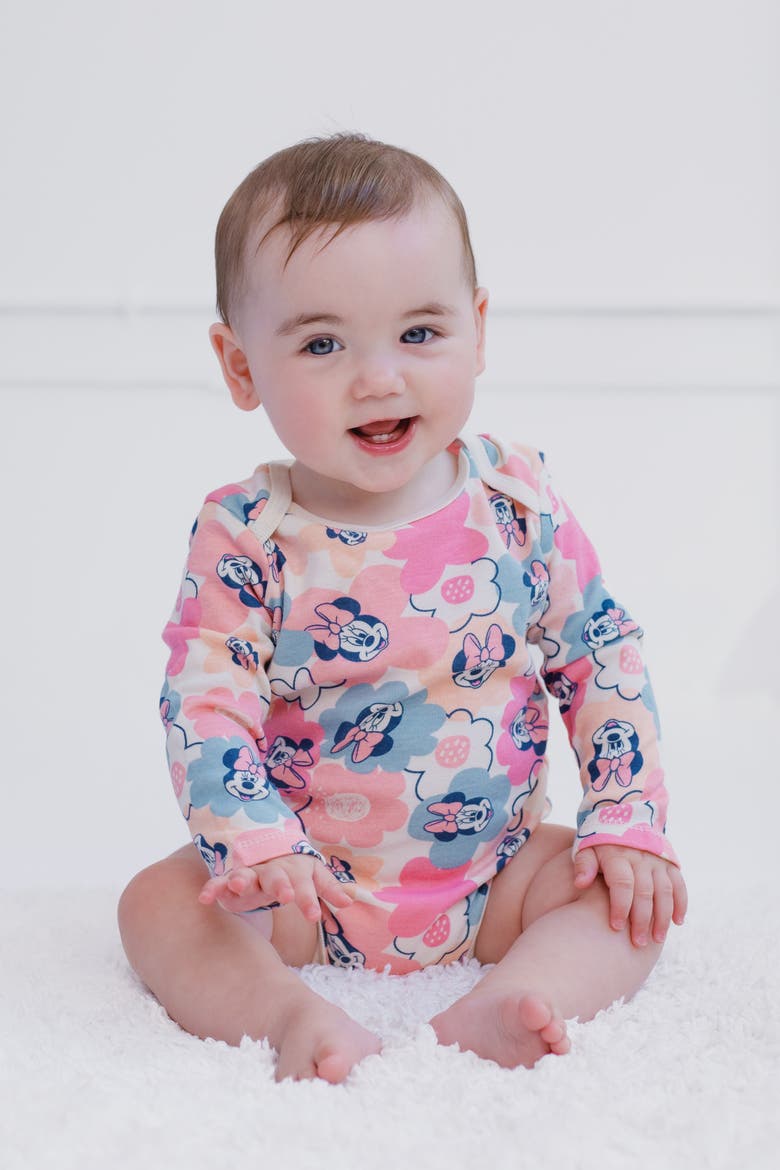 Minnie Mouse 3-Pack Long Sleeve Bodysuits, Alternate, color, Minnie Pink Ivory