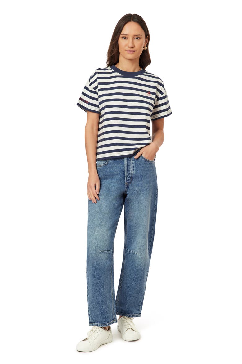 Boxy Yarn Dye Stripe T-Shirt, Alternate, color, MOOD INDIGO/ SUGAR SWIZZLE