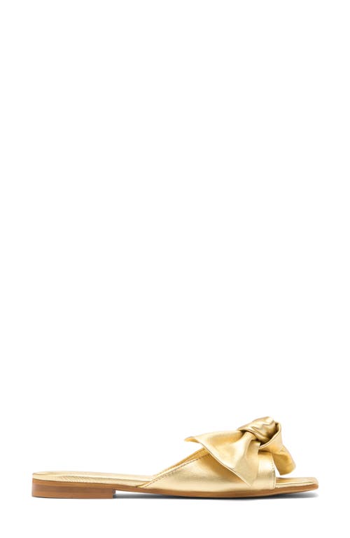 2 Twin Hearts Bow Flat Sandal In Gold Mat