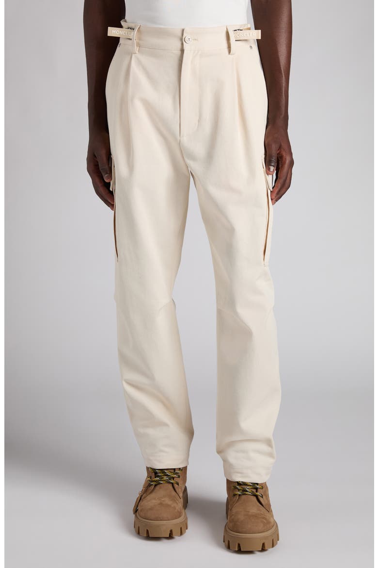 Pleated Cotton Stretch Twill Cargo Trousers, Main, color, BABY POWDER