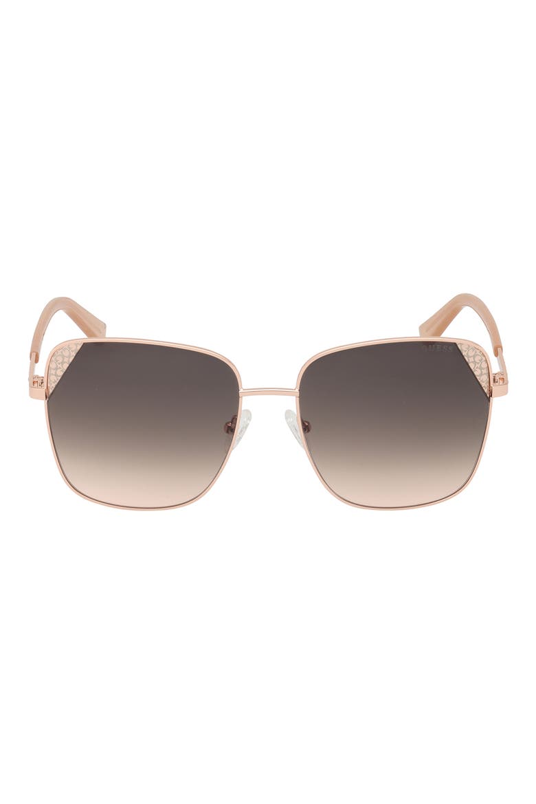 59mm Butterfly Sunglasses, Main, color, SHINY ROSE GOLD / BROWN