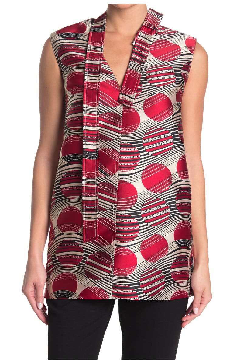 RED Valentino Circle Tie Neck Top, Alternate, color, 