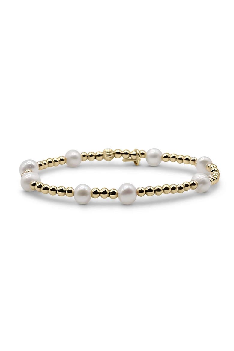 Paige Freshwater Pearl & Gold Filled Beaded Bracelet, Main, color, Gold