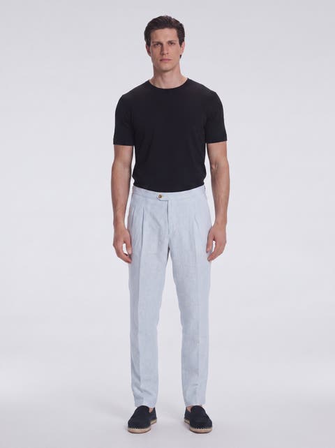 Enzo Linen Straight-Leg Pants