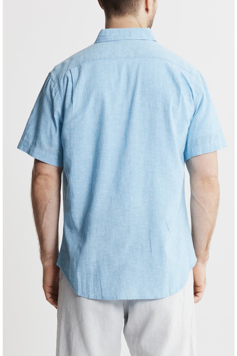 Cotton & Linen Short Sleeve Shirt, Alternate, color, LIGHT BLUE