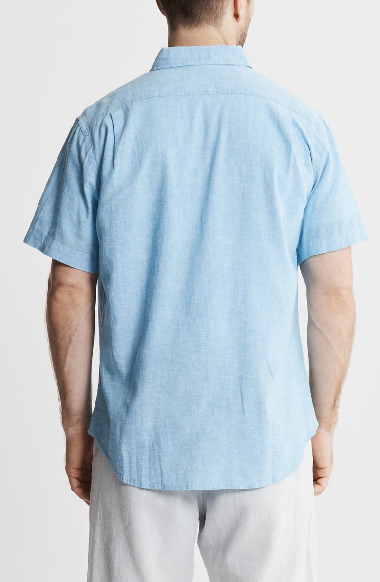JACHS Cotton & Linen Short Sleeve Shirt, Alternate, color, Light Blue
