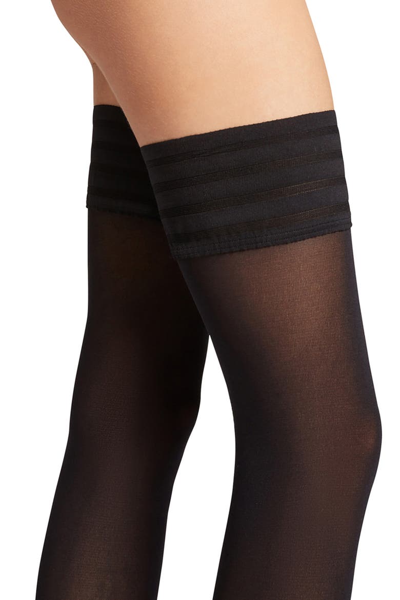 Velvet De Luxe 50 Stay-Up Stockings, Alternate, color, BLACK