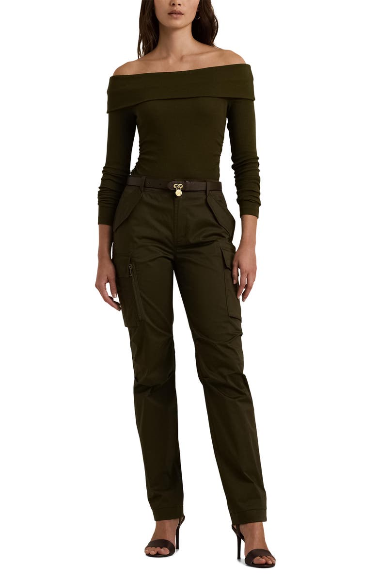 Lauren Ralph Lauren Stretch Cotton Sateen Ankle Cargo Pants, Alternate, color, Botanic Green